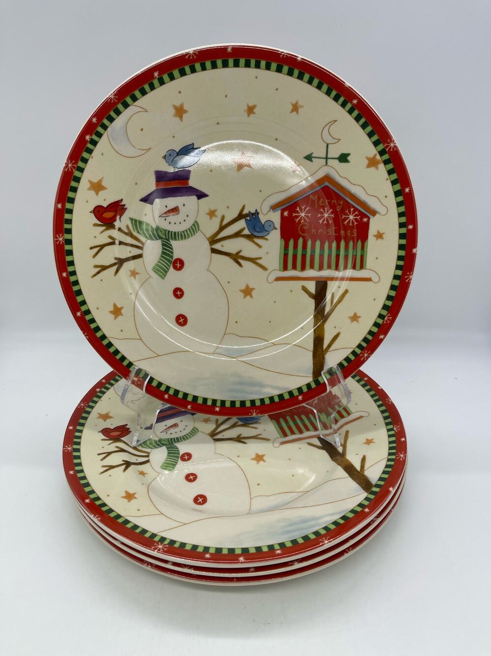 Thomson Pottery Merry Christmas Dinner Plates Set of 4